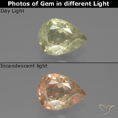 1.25ct Natural Amarillo claro Diásporo con Cambio de Color, En forma de pera, SI