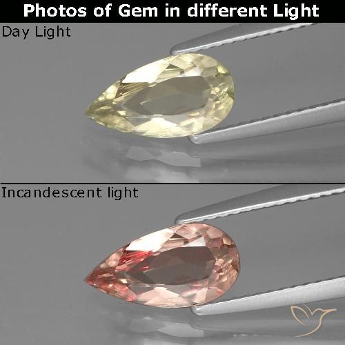 1.15ct Natural Amarillo dorado claro Diásporo con Cambio de Color, En forma de pera, VS