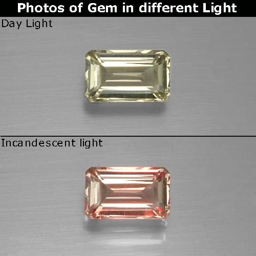 Diasporo con cambio de color amarillo natural de 1,15 ct, corte esmeralda, VVS-VS