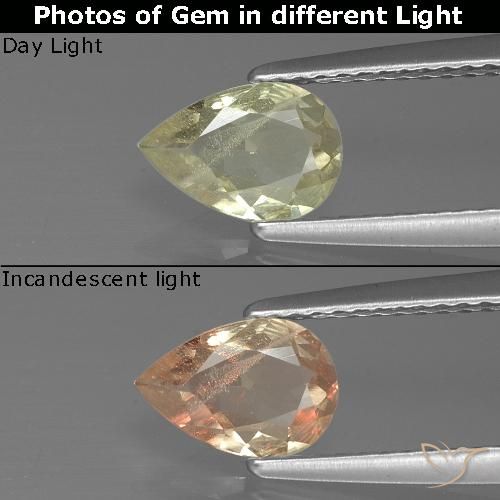 0.66ct Natural Amarillo claro Diásporo con Cambio de Color, En forma de pera, VS-SI