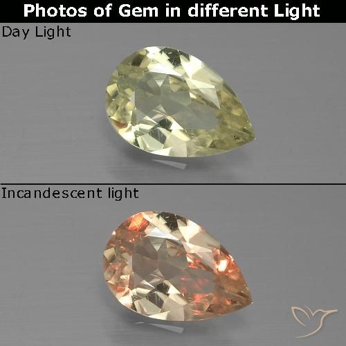 Diásporo con Cambio de Color Amarillo claro natural de 0.92 ct, En forma de pera, VS