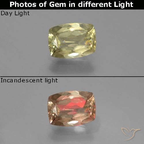 Diásporo con Cambio de Color Amarillo medio natural de 0.84 ct, Forma Cojín, SI