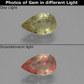 Diásporo con Cambio de Color Verde/rosado natural de 0.99 ct, En forma de pera, VS-SI