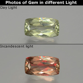 Diásporo con Cambio de Color Verde/rosado natural de 1.08 ct, Corte Cojín, VS-SI