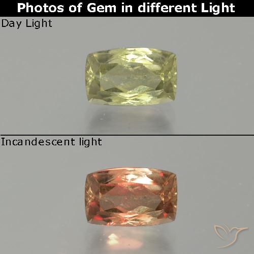 Diásporo con Cambio de Color Beige amarillo natural de 1.15 ct, Corte Cojín, SI