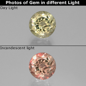 Diasporo con cambio de color  natural de 1,42 ct, corte redondo, SI