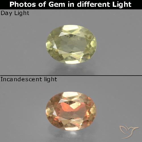 0.66ct Natural Amarillo claro Diásporo con Cambio de Color, Ovalada, VS