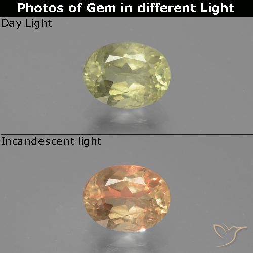 0.75ct Natural Amarillo claro Diásporo con Cambio de Color, Ovalada, SI