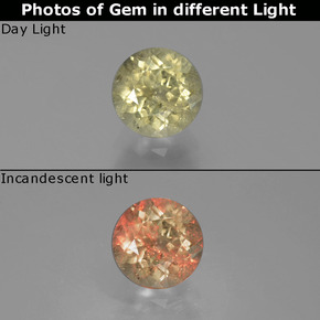 Diasporo con cambio de color multicolor natural de 0,90 ct, corte redondo, SI