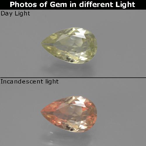 Diasporo con cambio de color amarillo natural de 0,78 ct, en forma de pera, VS