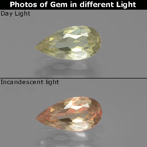 Diásporo con Cambio de Color Amarillo claro natural de 0.93 ct, En forma de pera, VS