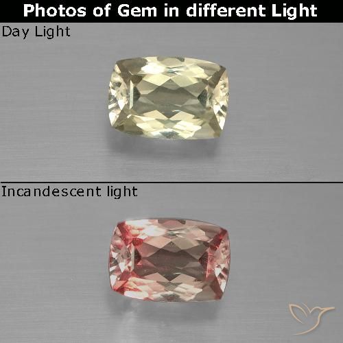 0.94ct Natural Amarillo dorado claro Diásporo con Cambio de Color, Forma Cojín, VS