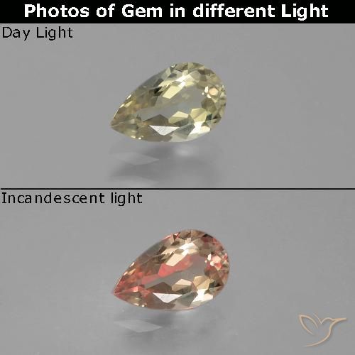 0.74ct Natural Amarillo amarronado Diásporo con Cambio de Color, En forma de pera, VVS-VS