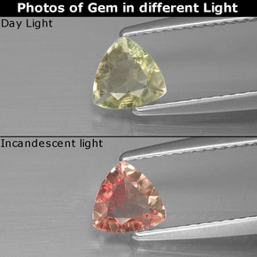 Diasporo con cambio de color  natural de 0,45 ct, trillón, VVS-VS