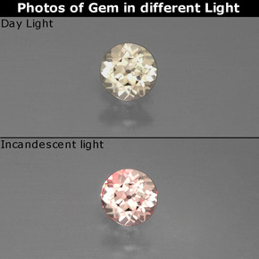 Diasporo con cambio de color  natural de 0,36 ct, corte redondo, VVS-VS