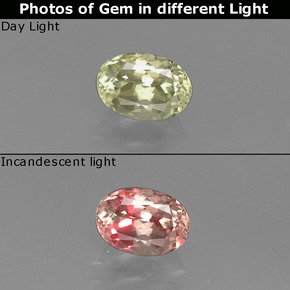 Diasporo con cambio de color multicolor natural de 0,92 ct, corte óvalo, VS-SI