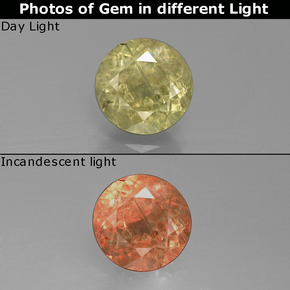 Diasporo con cambio de color  natural de 1,73 ct, corte redondo, SI