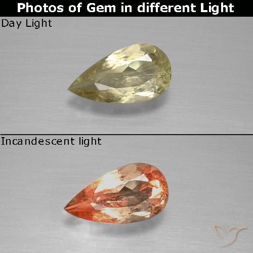 0.96ct Natural Amarillo cálido Diásporo con Cambio de Color, En forma de pera, VS-SI