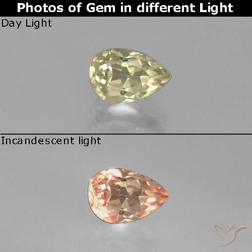 0.83ct Natural Amarillo medio Diásporo con Cambio de Color, En forma de pera, VVS-VS