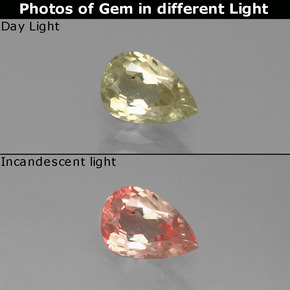 Diasporo con cambio de color amarillo natural de 0,92 ct, en forma de pera, VS-SI