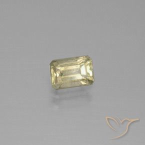 Diasporo con cambio de color amarillo natural de 0,86 ct, corte esmeralda, VS-SI