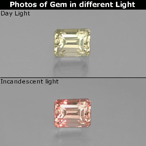 Diásporo con Cambio de Color Amarillo claro natural de 0.83 ct, corte esmeralda, VVS-VS