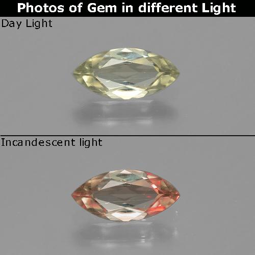 Diasporo con cambio de color amarillo natural de 0,62 ct, marquesa, VS