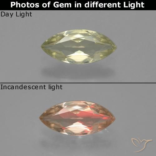 0.81ct Natural Beige amarillo Diásporo con Cambio de Color, Marquesa, VS