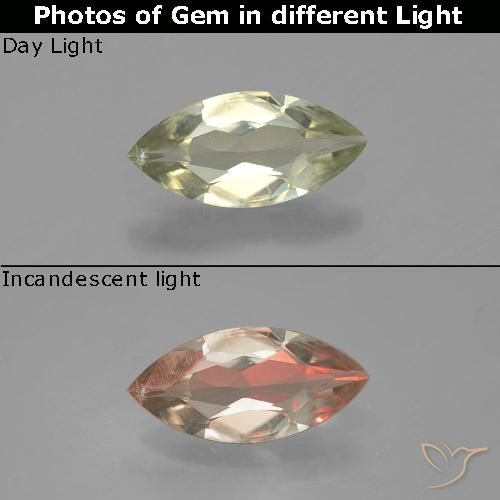 0.73ct Natural Amarillo amarronado Diásporo con Cambio de Color, Marquesa, VVS-VS