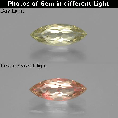 Diasporo con cambio de color amarillo natural de 0,97 ct, marquesa, VS-SI