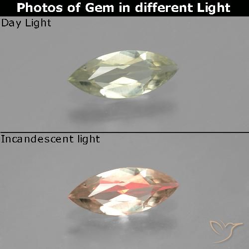 0.57ct Natural Amarillo muy claro Diásporo con Cambio de Color, Marquesa, VVS-VS
