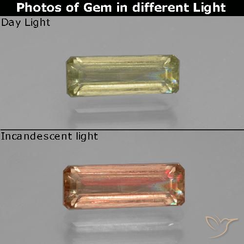 1.35ct Natural Beige amarillo Diásporo con Cambio de Color, corte esmeralda, VS-SI