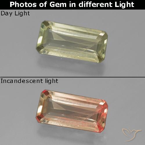 1.10ct Natural Beige amarillo Diásporo con Cambio de Color, corte esmeralda, VS-SI