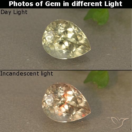 1.03ct Natural Amarillo claro Diásporo con Cambio de Color, En forma de pera, VS