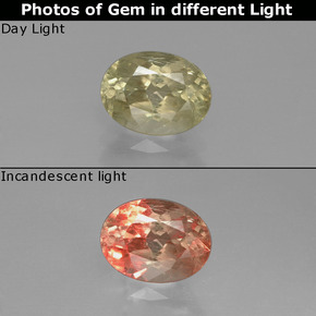 Diasporo con cambio de color  natural de 1,32 ct, corte óvalo, VS-SI