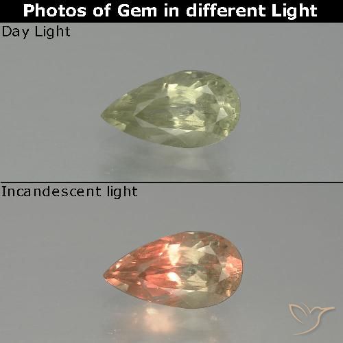 1.26ct Natural Amarillo claro Diásporo con Cambio de Color, En forma de pera, SI