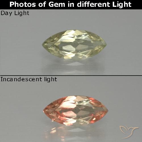 Diasporo con cambio de color amarillo natural de 1,27 ct, marquesa, VS-SI
