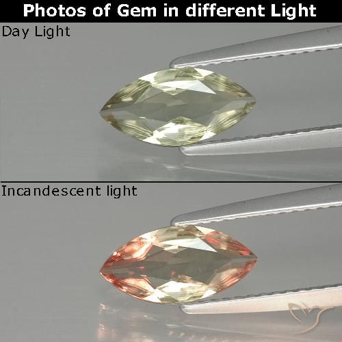 1.00ct Natural Amarillo dorado muy claro Diásporo con Cambio de Color, Marquesa, VVS-VS
