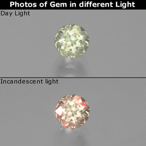 Diásporo con Cambio de Color Amarillo pálido natural de 0.63 ct, Corte Redondo, VS