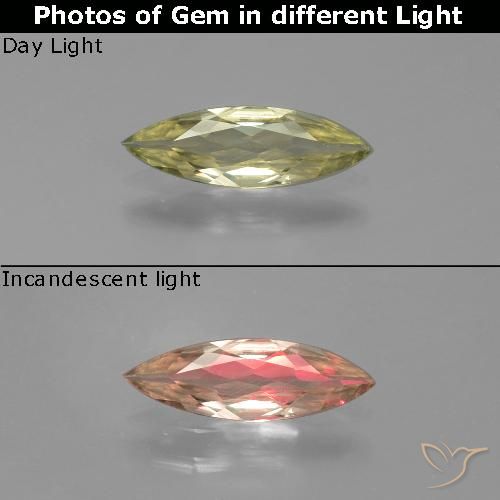 0.72ct Natural Amarillo amarronado Diásporo con Cambio de Color, Marquesa, VVS-VS
