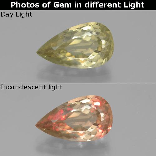 Diásporo con Cambio de Color Amarillo muy pálido natural de 3.30 ct, En forma de pera, VS