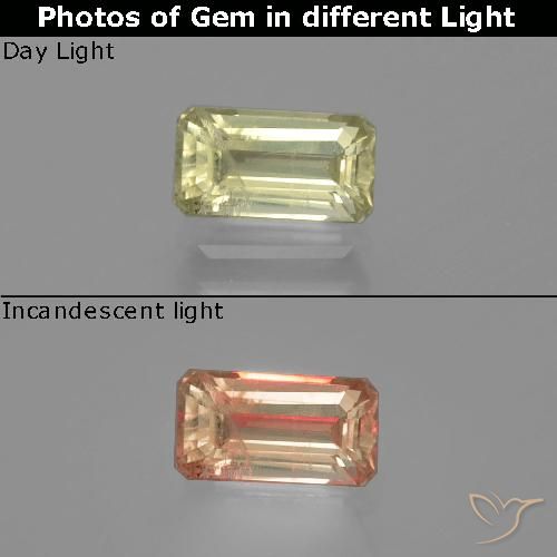 1.10ct Natural Amarillo medio Diásporo con Cambio de Color, corte esmeralda, VS-SI