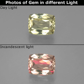 Diasporo con cambio de color  natural de 1,00 ct, corte cojín, VVS-VS