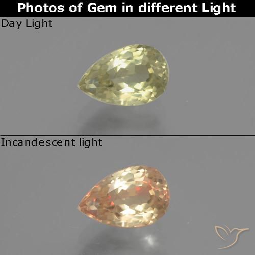 1.10ct Natural Amarillo muy claro Diásporo con Cambio de Color, En forma de pera, VS