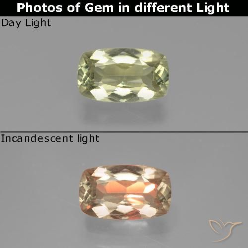 1.19ct Natural Amarillo claro Diásporo con Cambio de Color, Forma Cojín, VVS-VS