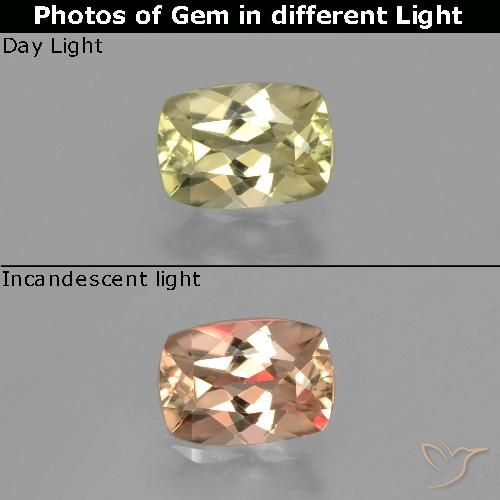 0.81ct Natural Amarillo dorado claro Diásporo con Cambio de Color, Forma Cojín, VVS
