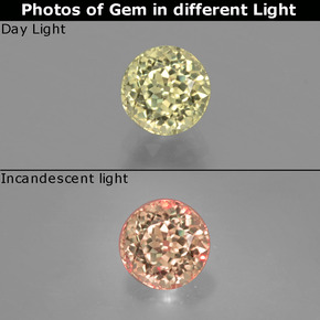 Diasporo con cambio de color  natural de 0,74 ct, corte redondo, VVS-VS