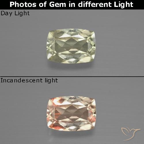 1.16ct Natural Amarillo pálido Diásporo con Cambio de Color, Forma Cojín, VS, Photo A