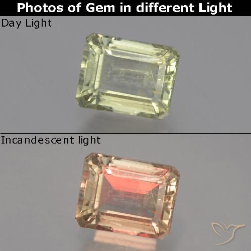 1.41ct Natural Amarillo muy claro Diásporo con Cambio de Color, corte esmeralda, VS-SI