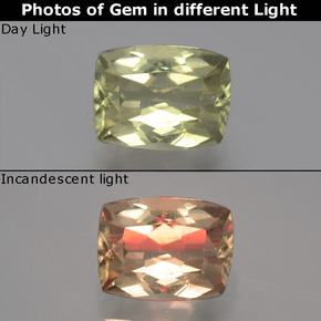 Diásporo con Cambio de Color Verde/rosado natural de 1.66 ct, Corte Cojín, VVS-VS